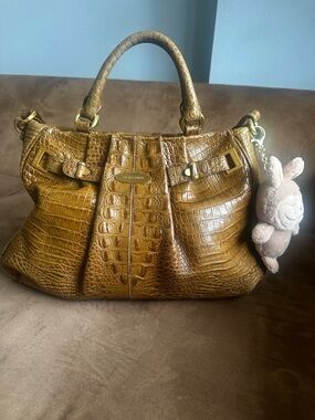 Brahmin Cognac Croc-Embossed Shoulder Bag